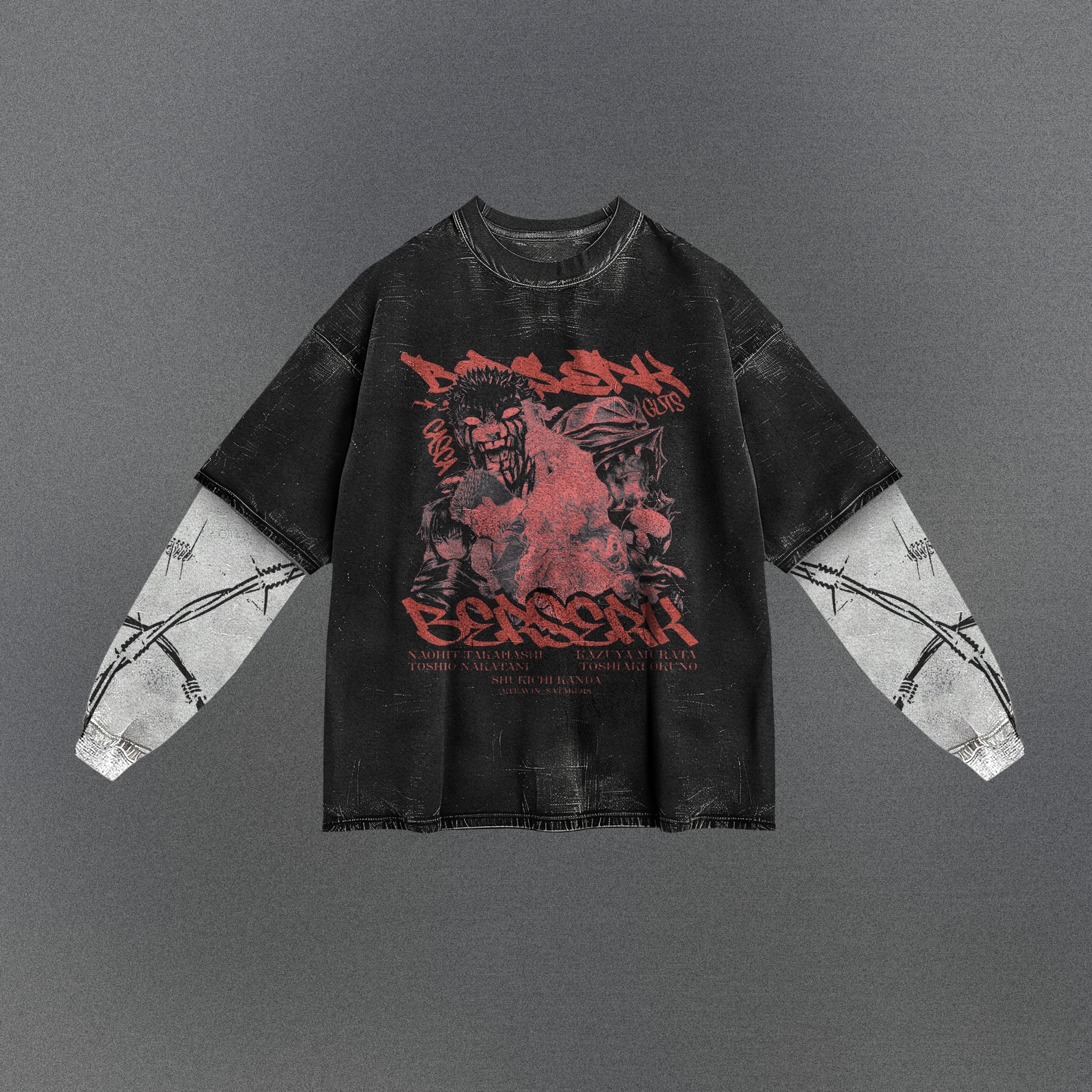 Berserk Embroidered Double Sleeve T-shirt
