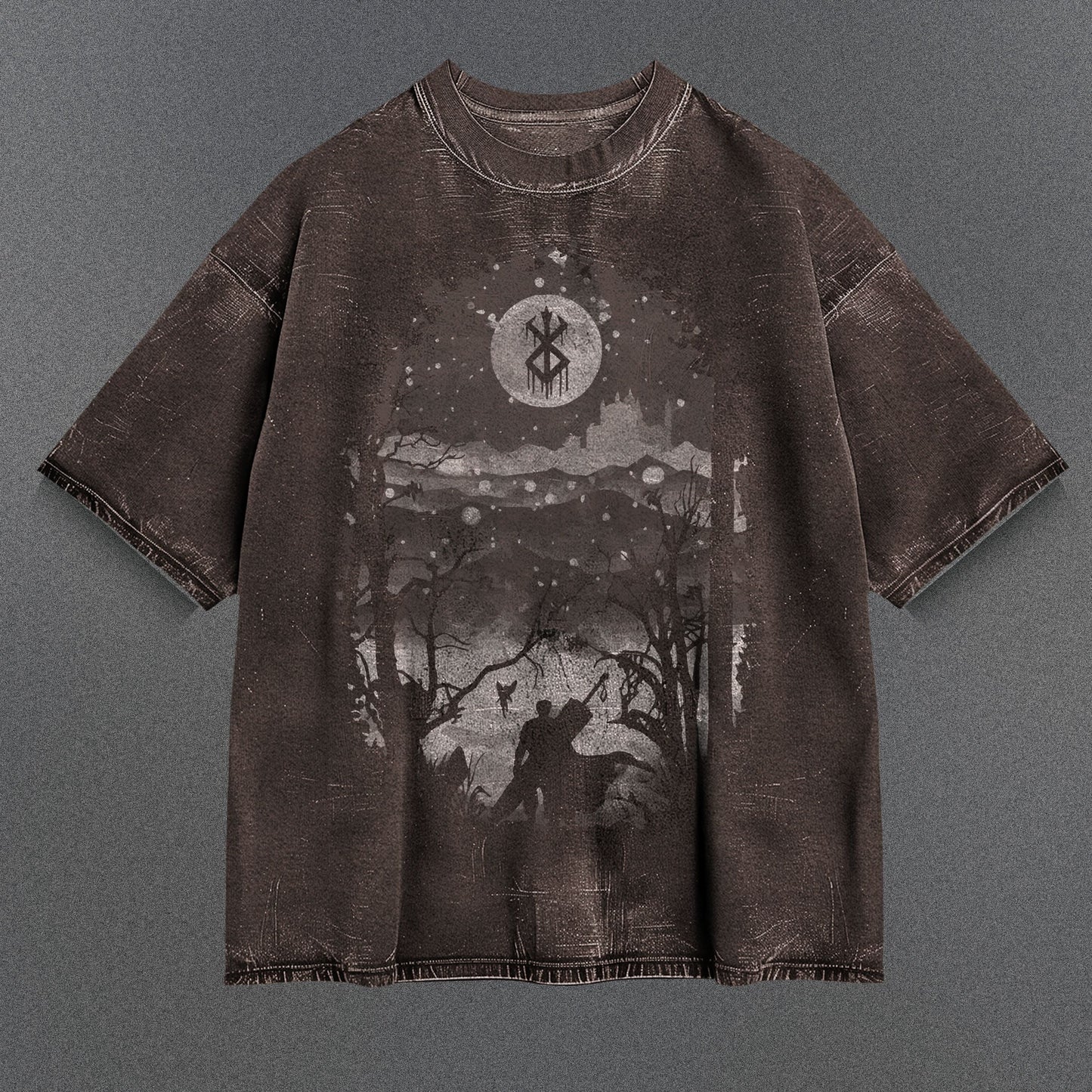 Berserk Oversized Brown Washed T-Shirt