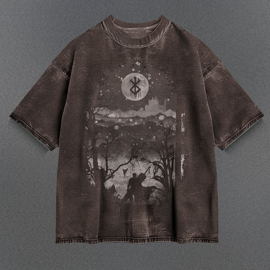Berserk Oversized Brown Washed T-Shirt