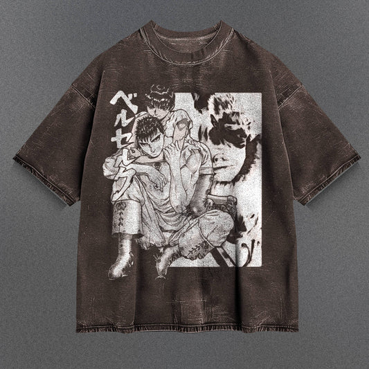 Berserk Minimalist Brown Washed T-Shirt