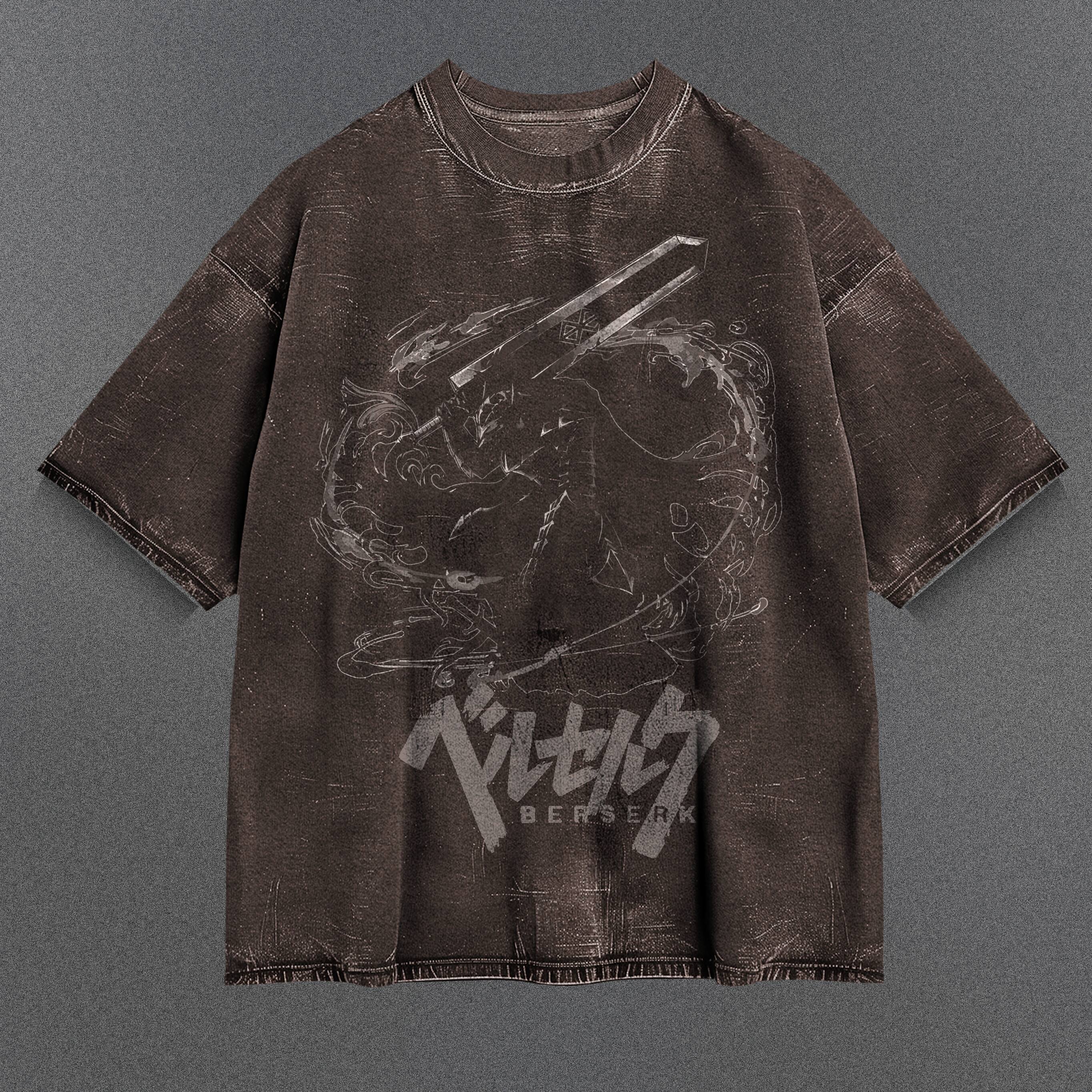 Berserk Stylish Brown Washed T-Shirt