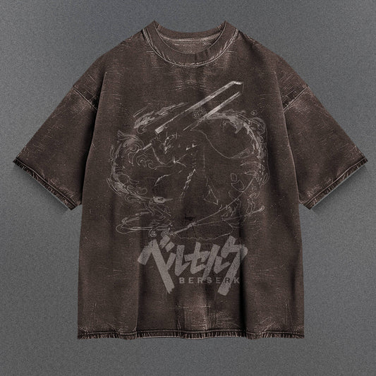 Berserk Stylish Brown Washed T-Shirt