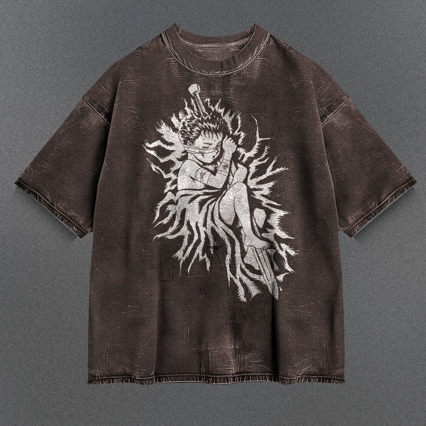 Berserk Extended Brown Washed T-Shirt
