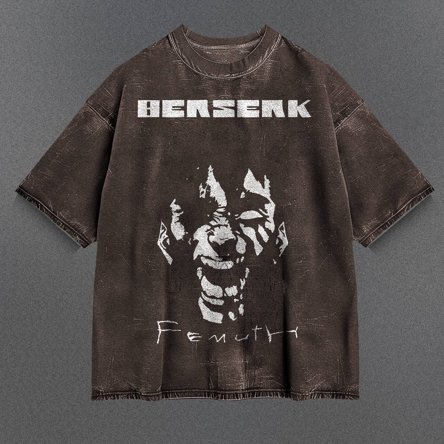 Berserk Patterned Brown Washed T-Shirt