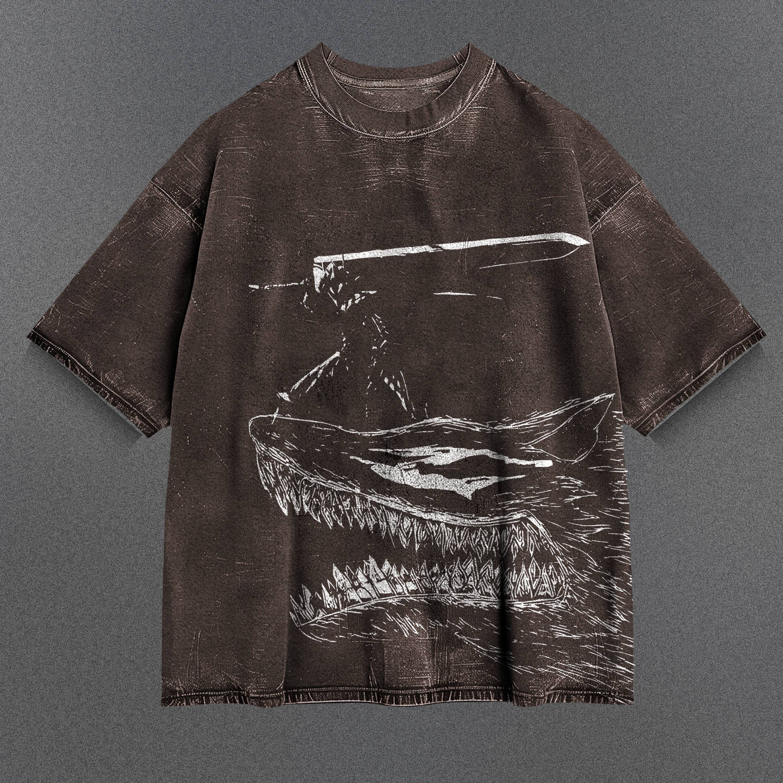 Berserk Tunic-like Brown Washed T-Shirt