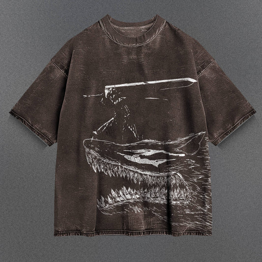 Berserk Tunic-like Brown Washed T-Shirt