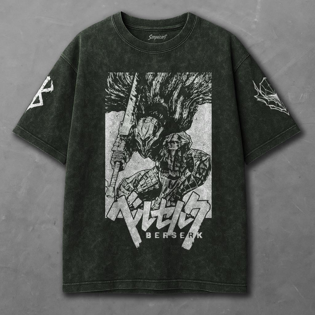 Berserk Non-restrictive Green Washed T-Shirt