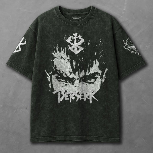 Berserk Stylish Green Washed T-Shirt