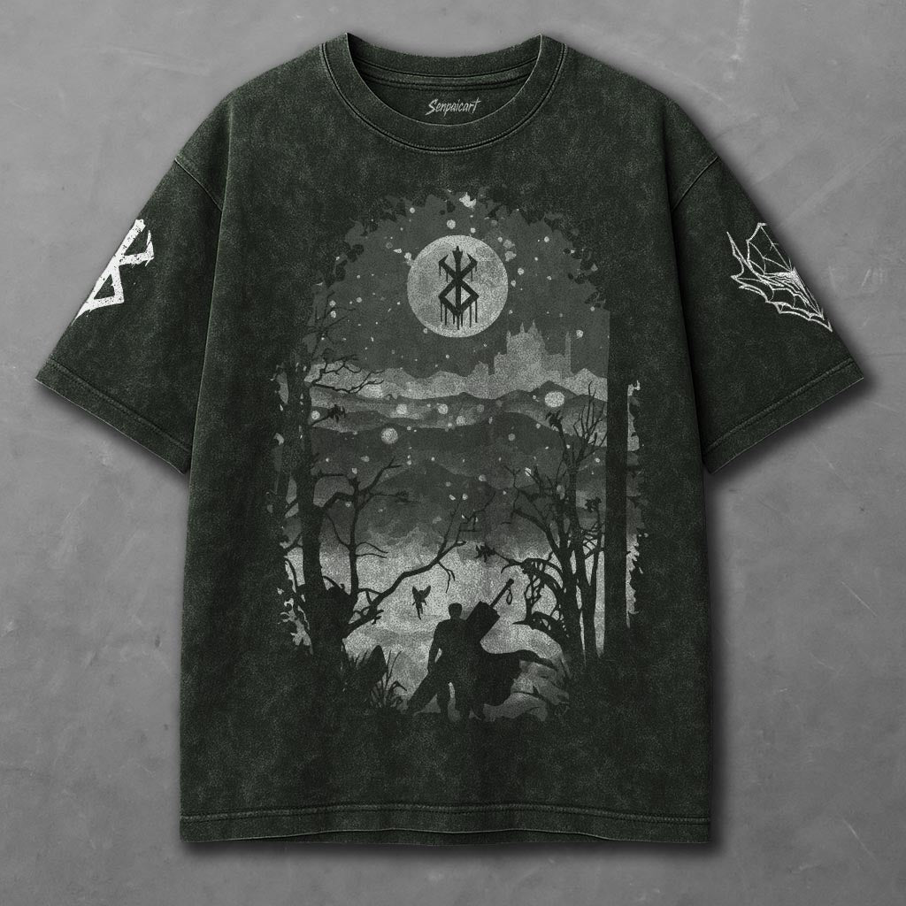 Berserk Elongated Green Washed T-Shirt