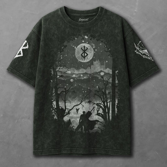 Berserk Elongated Green Washed T-Shirt