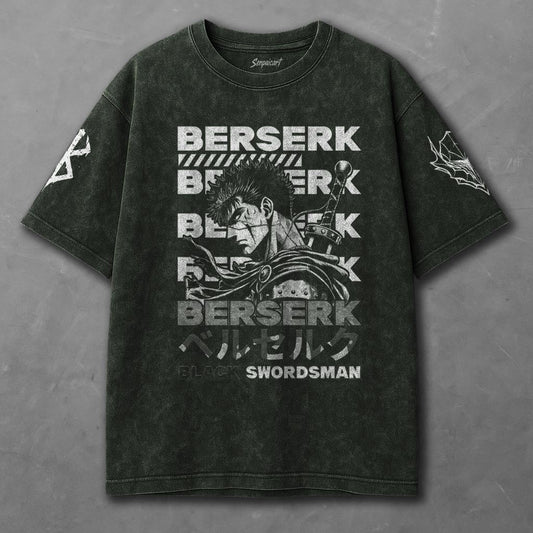 Berserk Oversized Green Washed T-Shirt