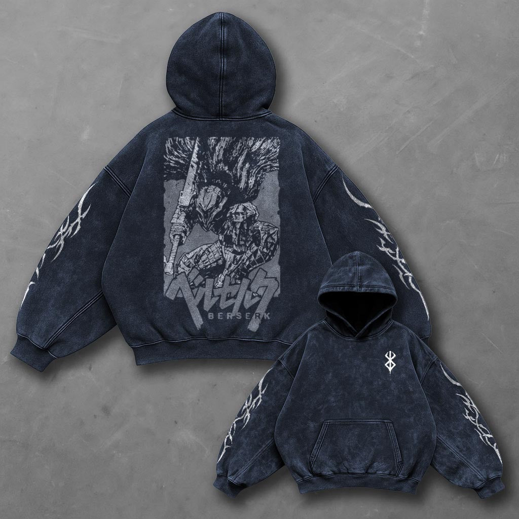 Berserk Clean Blue Washed Hoodie