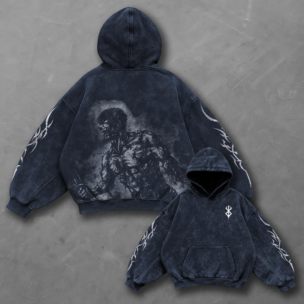 Berserk Modern Blue Washed Hoodie
