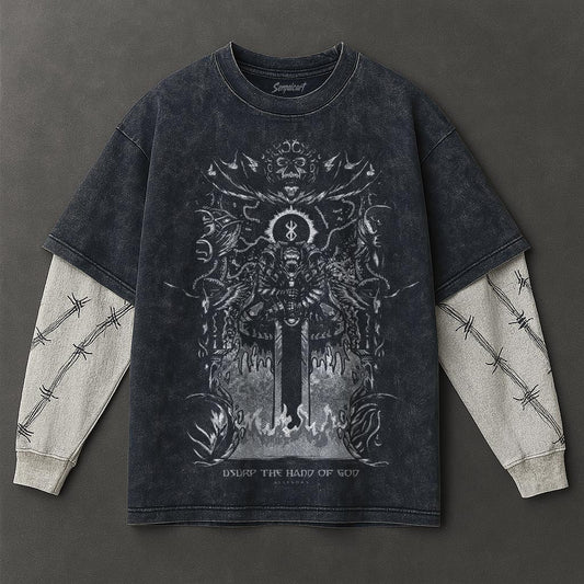 Berserk Premium Relaxed Double Sleeves Blue Washed T-Shirt