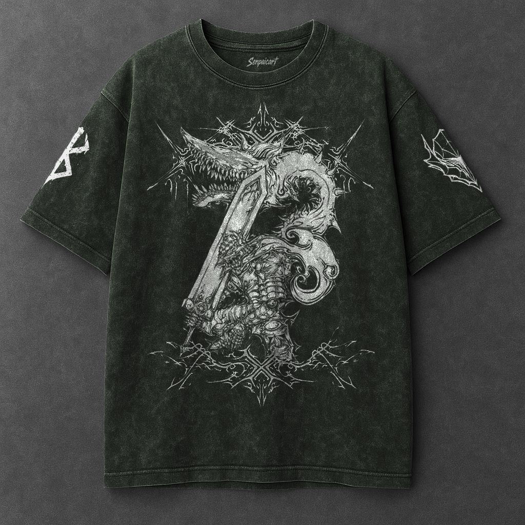 Berserk Premium Flowy Vintage Green Washed T-Shirt