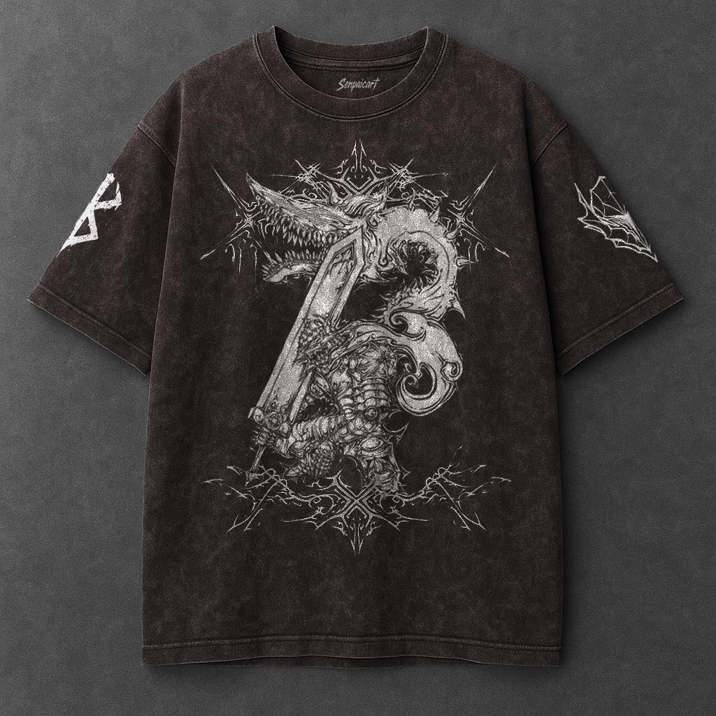 Berserk Premium Oversized Brown Washed T-Shirt