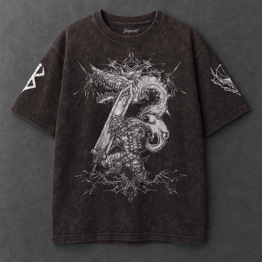 Berserk Premium Oversized Brown Washed T-Shirt