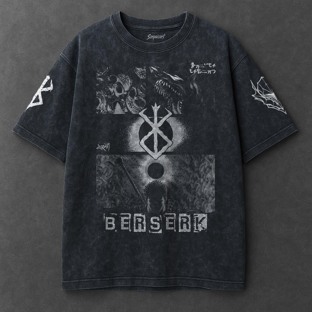 Berserk Premium Soft Navy Blue Washed T-Shirt