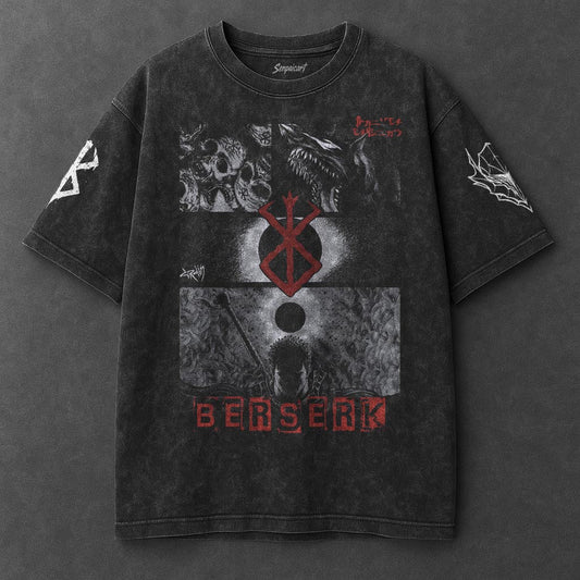 Berserk Premium Loose Black Washed T-Shirt
