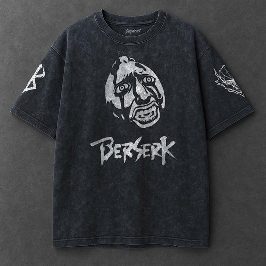 Berserk Premium Airy Navy Blue Washed T-Shirt