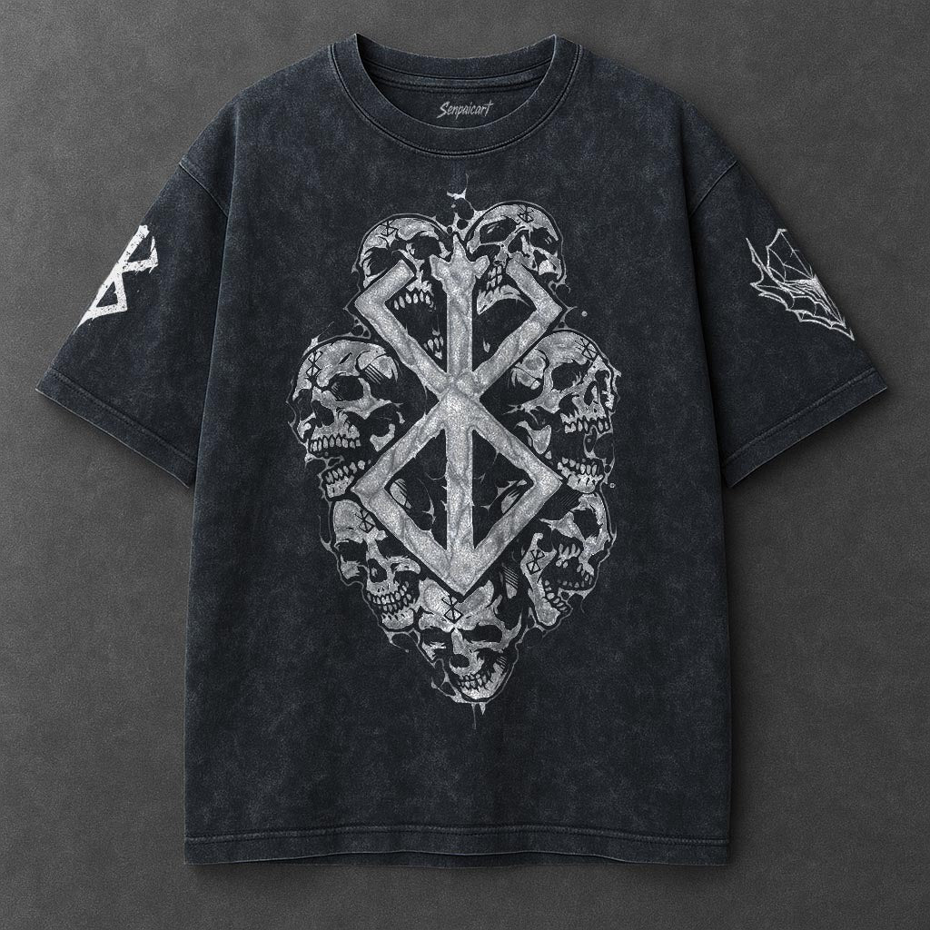 Berserk Premium Loose Navy Blue Washed T-Shirt