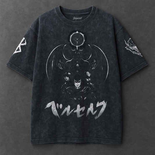 Berserk Premium Cozy Navy Blue Washed T-Shirt