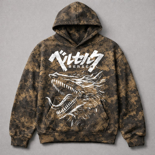 Berserk Designer Brown Camo Washed Hoodie