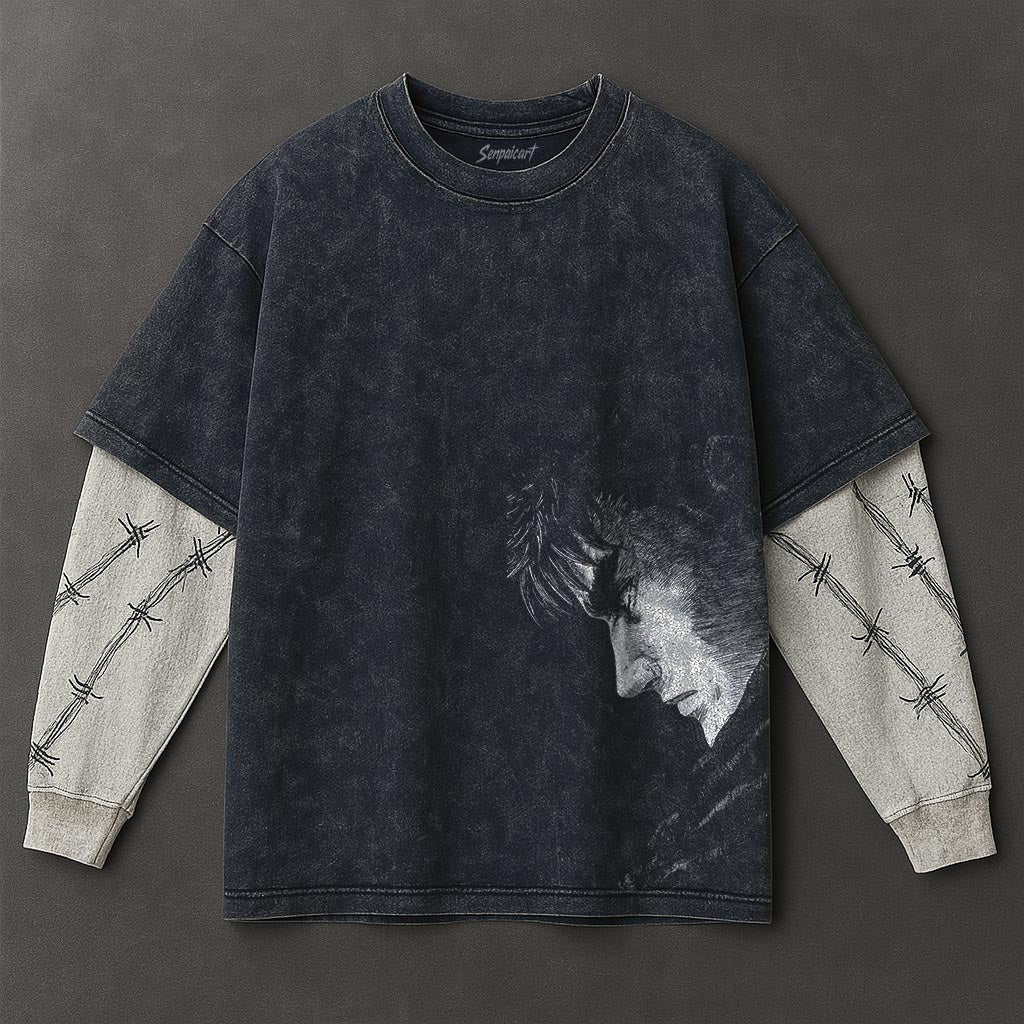 Berserk Premium Cool Double Sleeves Blue Washed T-Shirt