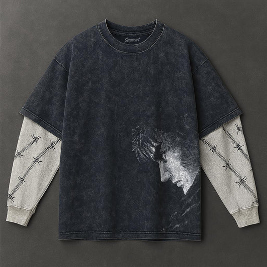 Berserk Premium Cool Double Sleeves Blue Washed T-Shirt