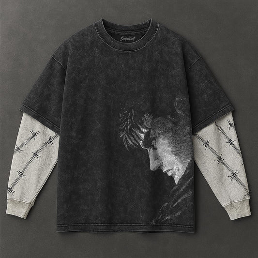 Berserk Premium Comfy Black Double Sleeves Washed T-Shirt