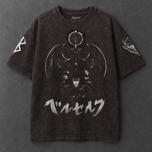 Berserk Premium Casual Brown Washed T-Shirt