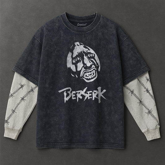 Berserk Premium Roomy Double Sleeves Blue Washed T-Shirt