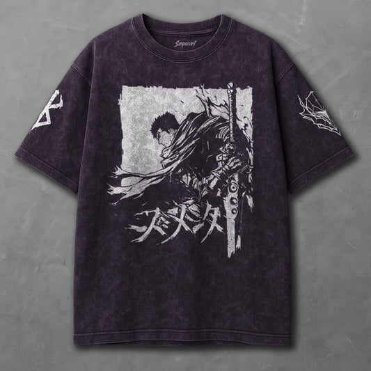 Berserk Non-restrictive Violet Washed T-Shirt
