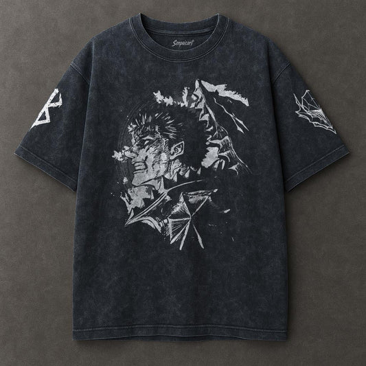 Berserk Non-restrictive Blue Washed T-shirt