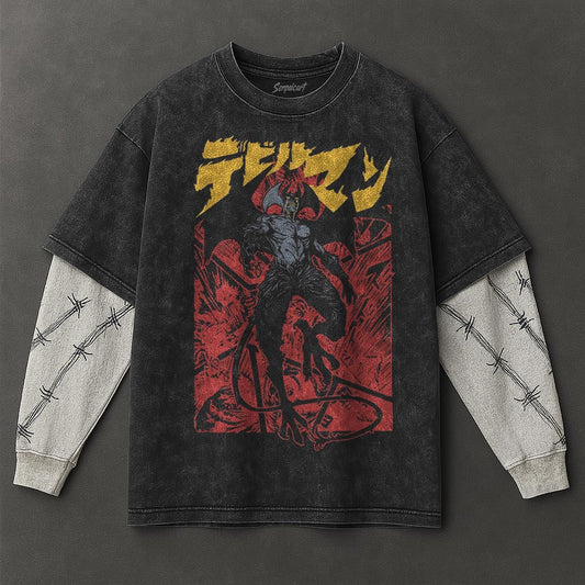 Berserk Premium Oversized Black Double Sleeves Washed T-Shirt