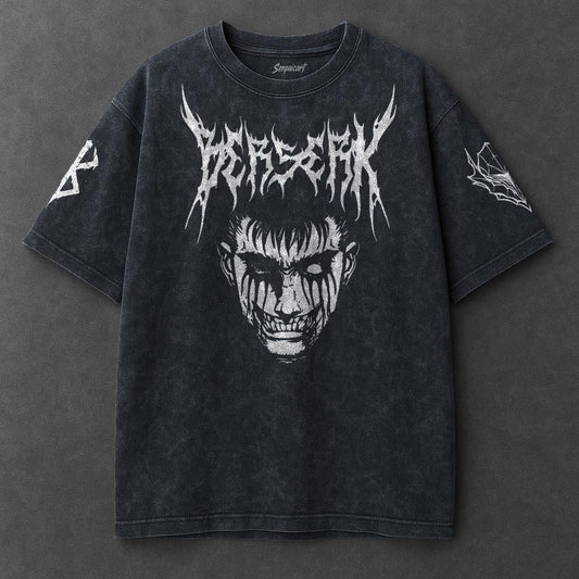Berserk Premium Casual Navy Blue Washed T-Shirt