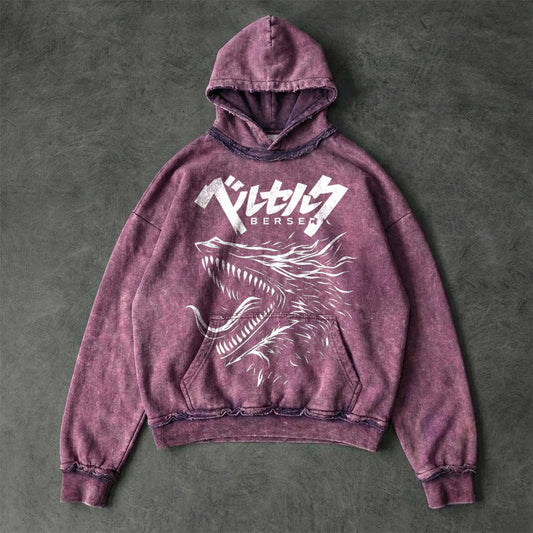 Berserk Badass Faded Plum Washed Hoodie