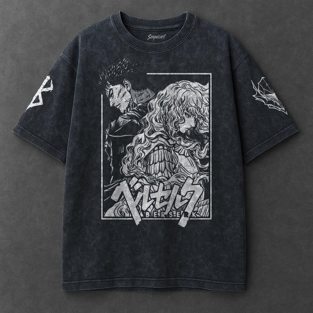 Berserk Premium Flowy Navy Blue Washed T-Shirt