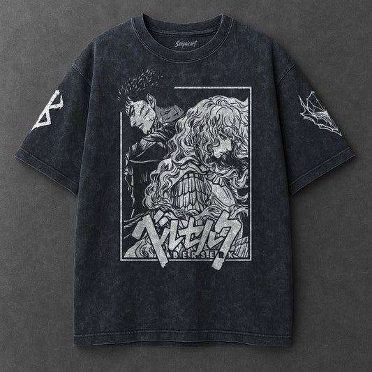 Berserk Premium Flowy Navy Blue Washed T-Shirt