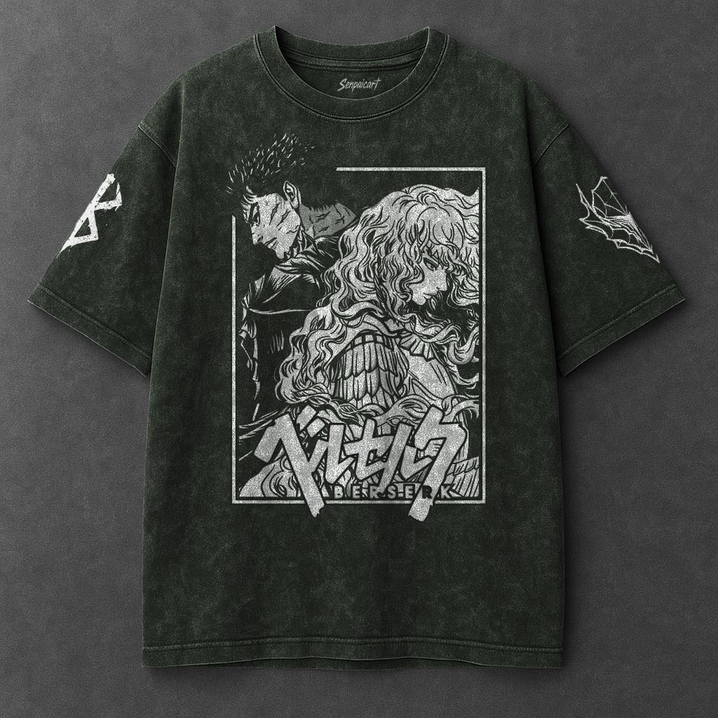 Berserk Premium Oversized Vintage Green Washed T-Shirt