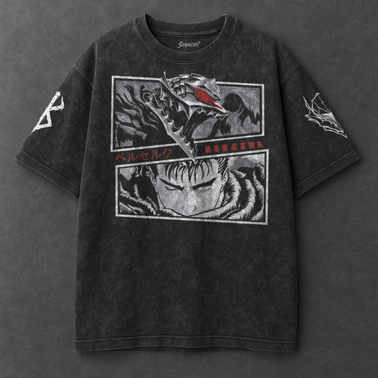 Berserk Premium Casual Black Washed T-Shirt