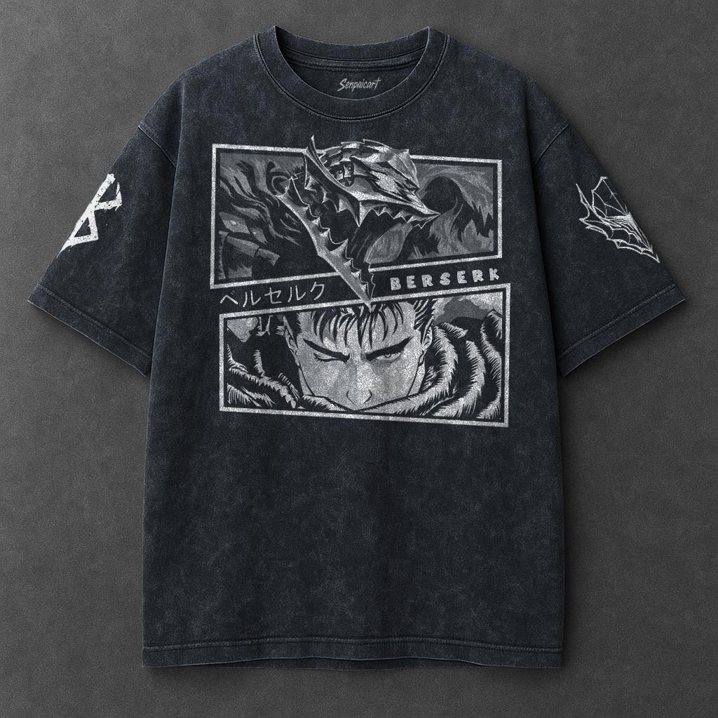 Berserk Premium Roomy Navy Blue Washed T-Shirt