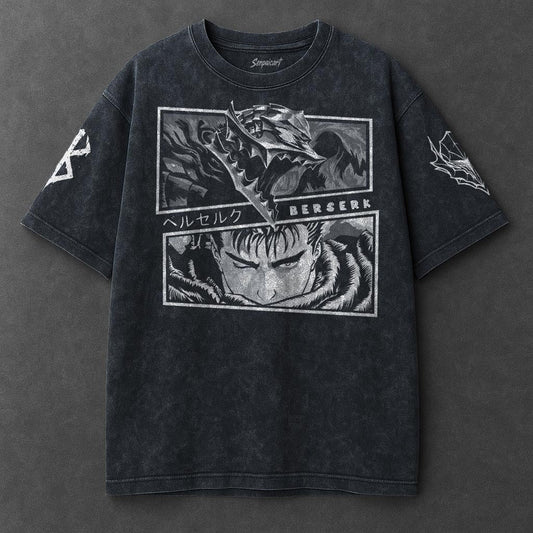 Berserk Premium Roomy Navy Blue Washed T-Shirt
