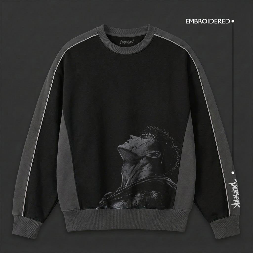 Berserk Oversized Black Grey Sweatshirt