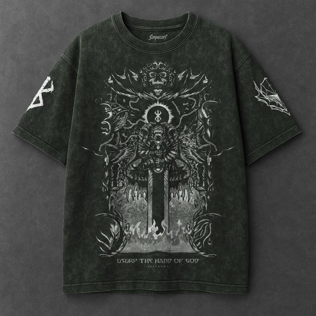 Berserk Premium Drapey Vintage Green Washed T-Shirt