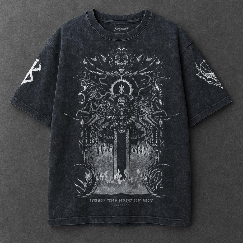 Berserk Premium Oversized Navy Blue Washed T-Shirt