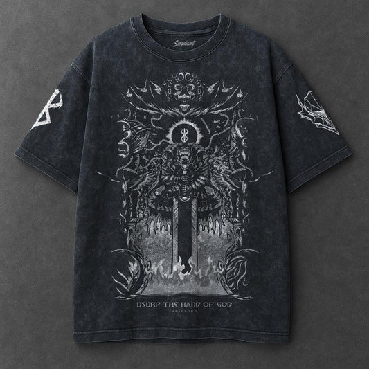 Berserk Premium Oversized Navy Blue Washed T-Shirt