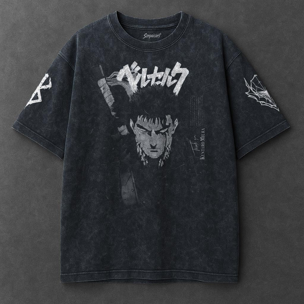 Berserk Premium Slouchy Navy Blue Washed T-Shirt