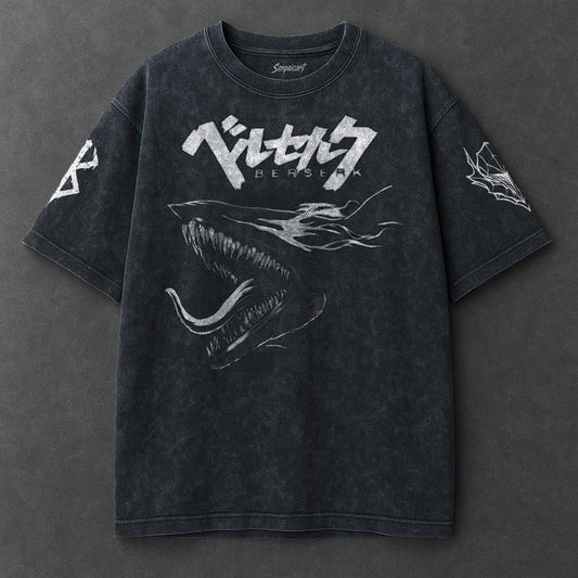 Berserk Premium Effortless Navy Blue Washed T-Shirt