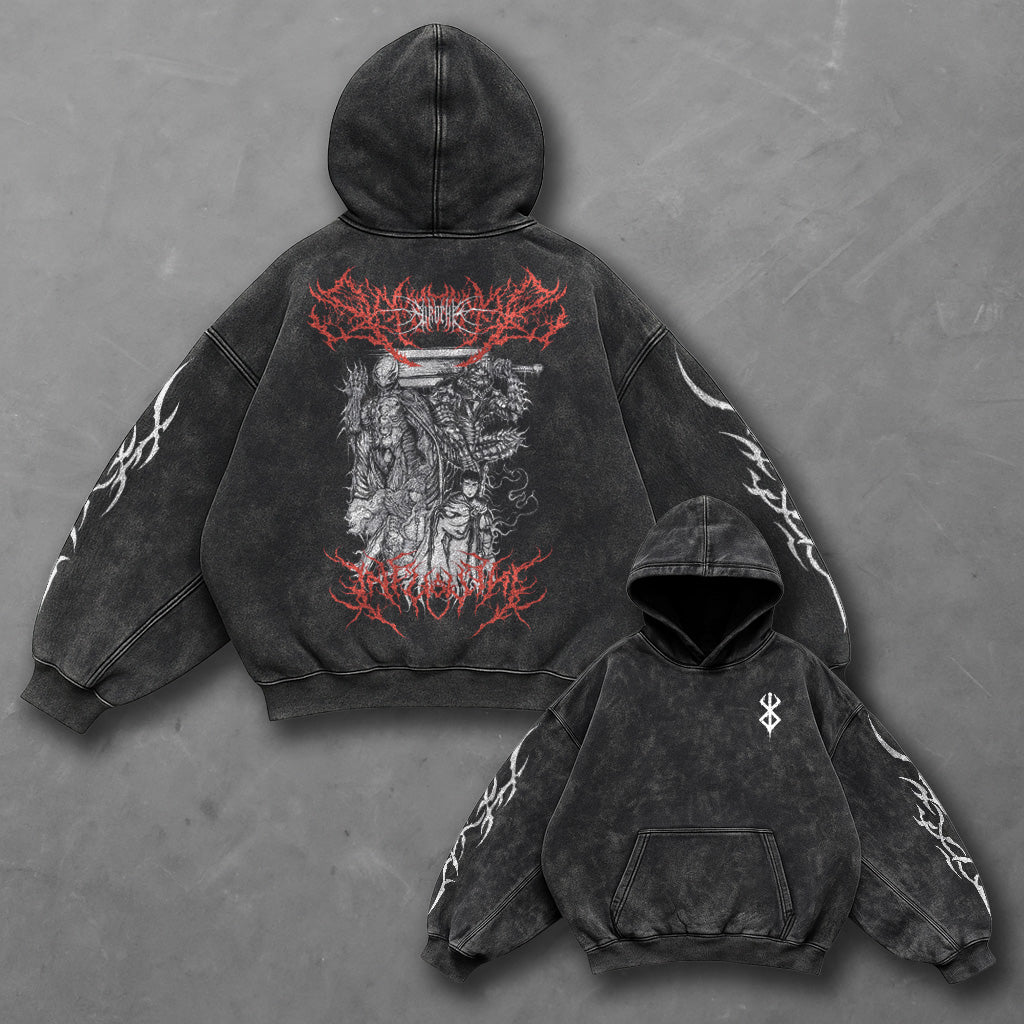 Berserk Classic Modern Black Washed Hoodie